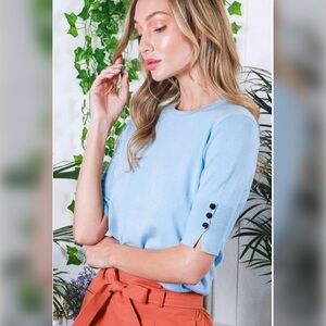 Baby Blue Short Sleeve Sweater